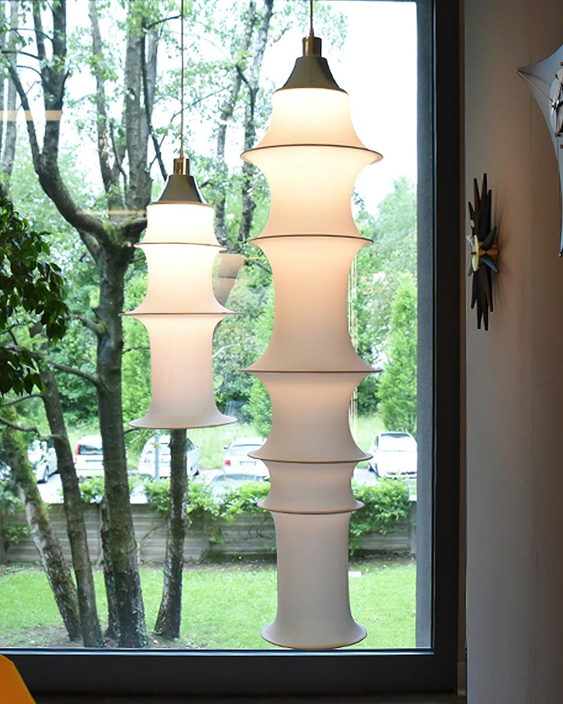 Tiered Column Pendant Light – Modern Layered Fabric & Metal Hanging Lamp