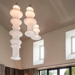 Tiered Column Pendant Light – Modern Layered Fabric & Metal Hanging Lamp