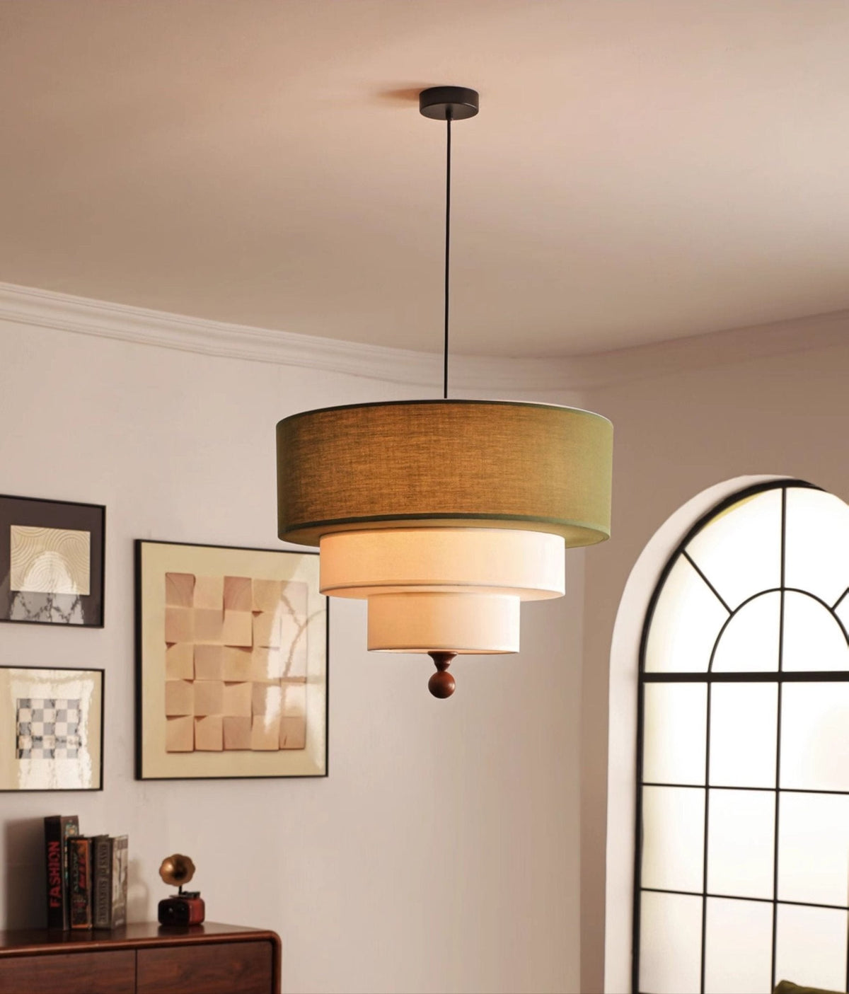Tiered Fabric Pendant Light – Modern Layered Shade for Dining & Living Rooms