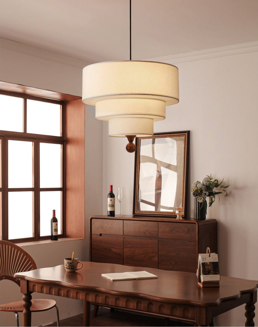 Tiered Fabric Pendant Light – Modern Layered Shade for Dining & Living Rooms