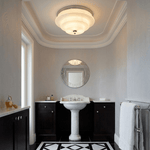 Tiered Glass Flush Mount Ceiling Light with Chrome Accents