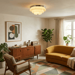 Tiered Glass Flush Mount Ceiling Light with Chrome Accents
