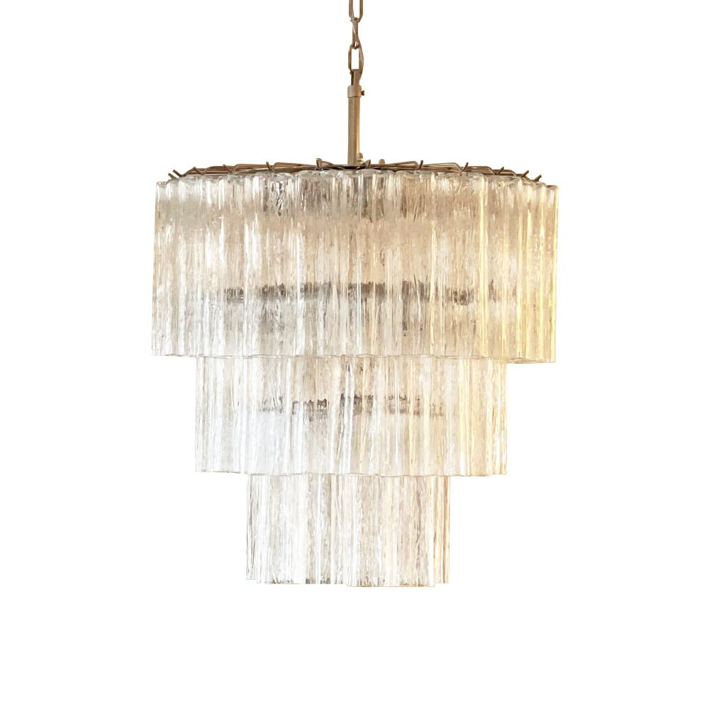 Tiered Glass Tube Chandelier with Nickel Finish for Modern Interiors