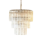 Tiered Glass Tube Chandelier with Nickel Finish for Modern Interiors