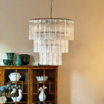 Tiered Glass Tube Chandelier with Nickel Finish for Modern Interiors