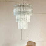 Tiered Glass Tube Chandelier with Nickel Finish for Modern Interiors