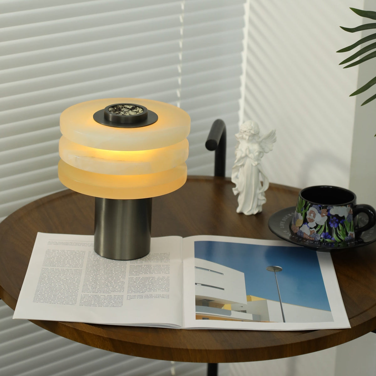 Tiered Obelisk Alabaster Table Lamp – Modern Sculptural LED Light