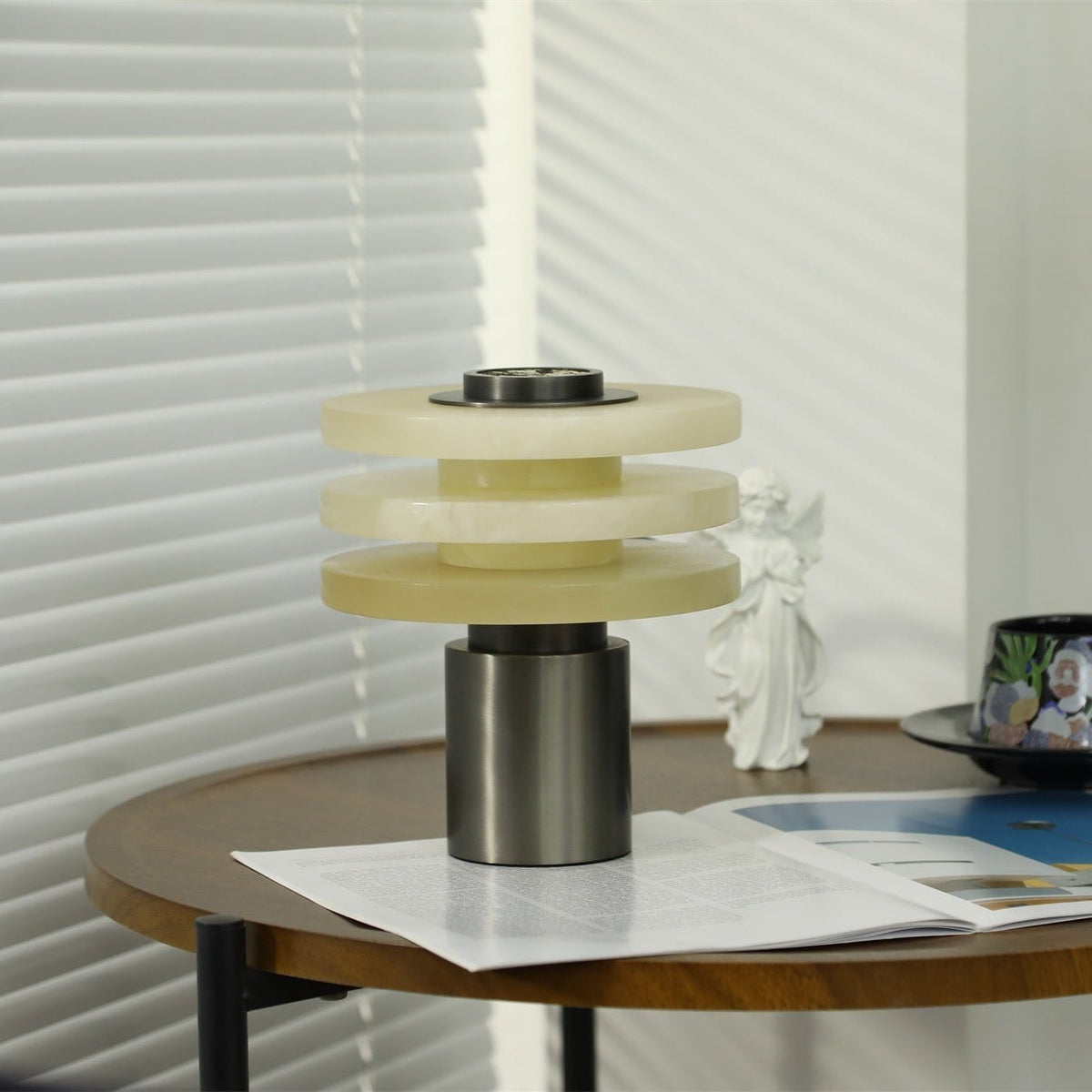 Tiered Obelisk Alabaster Table Lamp – Modern Sculptural LED Light