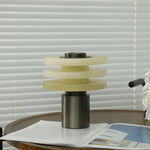 Tiered Obelisk Alabaster Table Lamp – Modern Sculptural LED Light