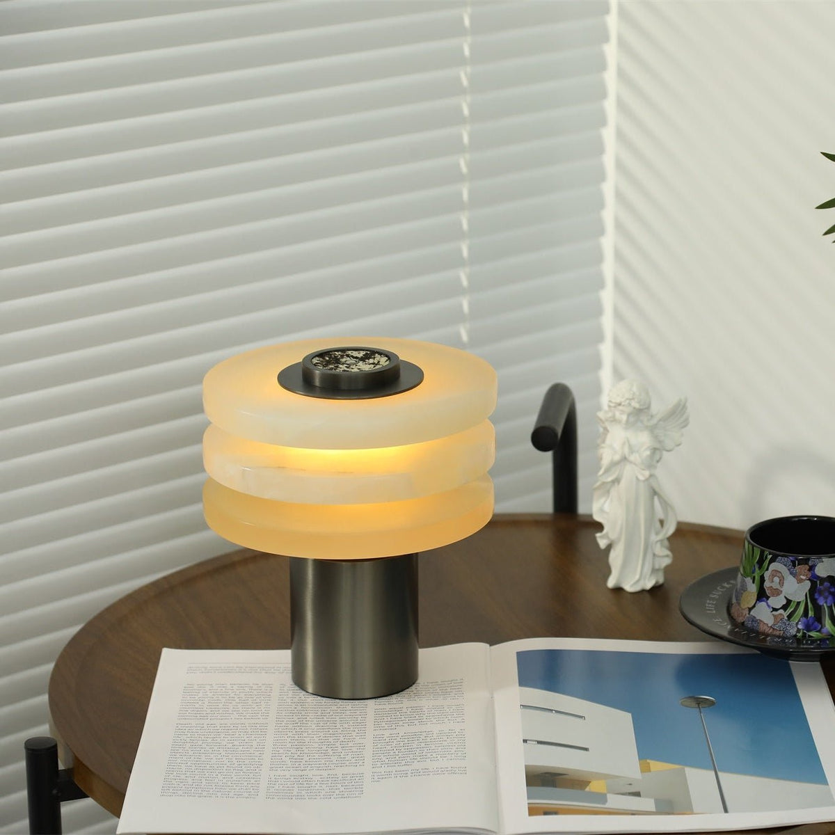 Tiered Obelisk Alabaster Table Lamp – Modern Sculptural LED Light