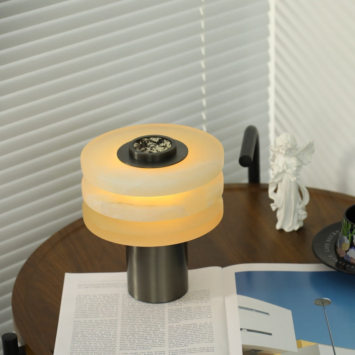 Tiered Obelisk Alabaster Table Lamp – Modern Sculptural LED Light