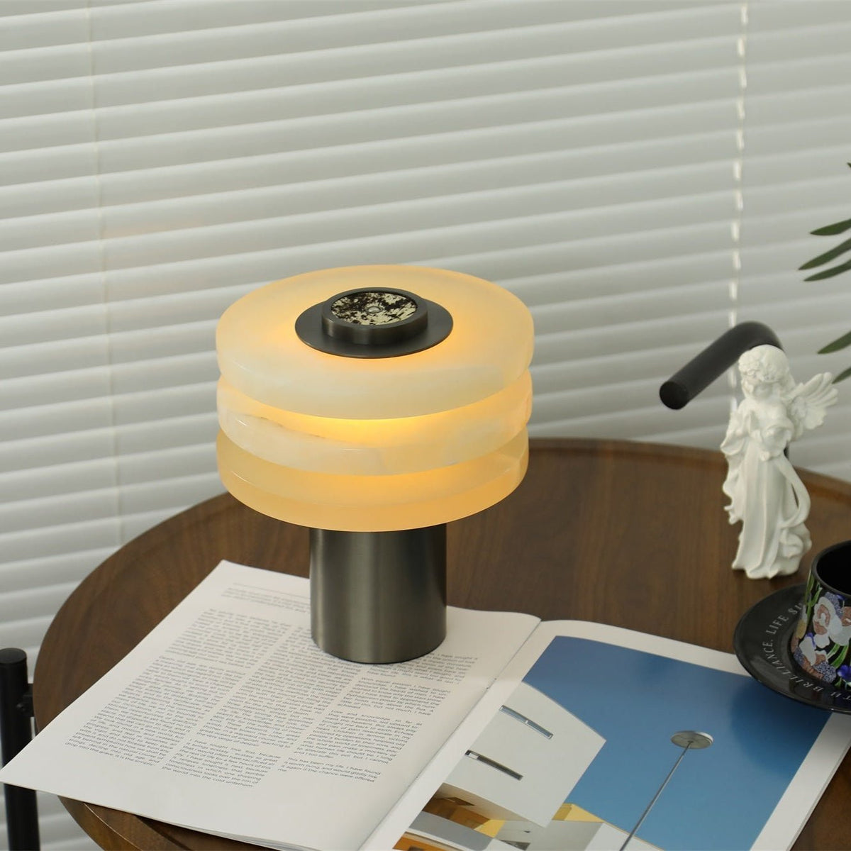Tiered Obelisk Alabaster Table Lamp – Modern Sculptural LED Light