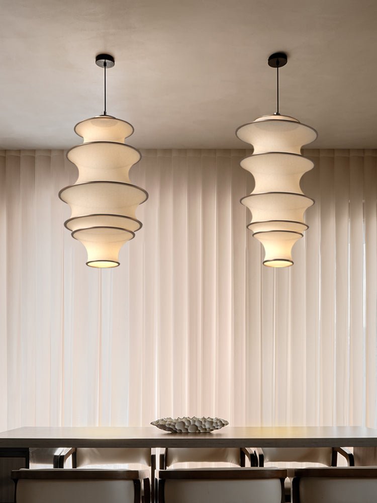 Tiered Wave Pendant Light – Modern Layered Fabric Shade for Dining & Living Spaces