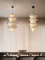 Tiered Wave Pendant Light – Modern Layered Fabric Shade for Dining & Living Spaces