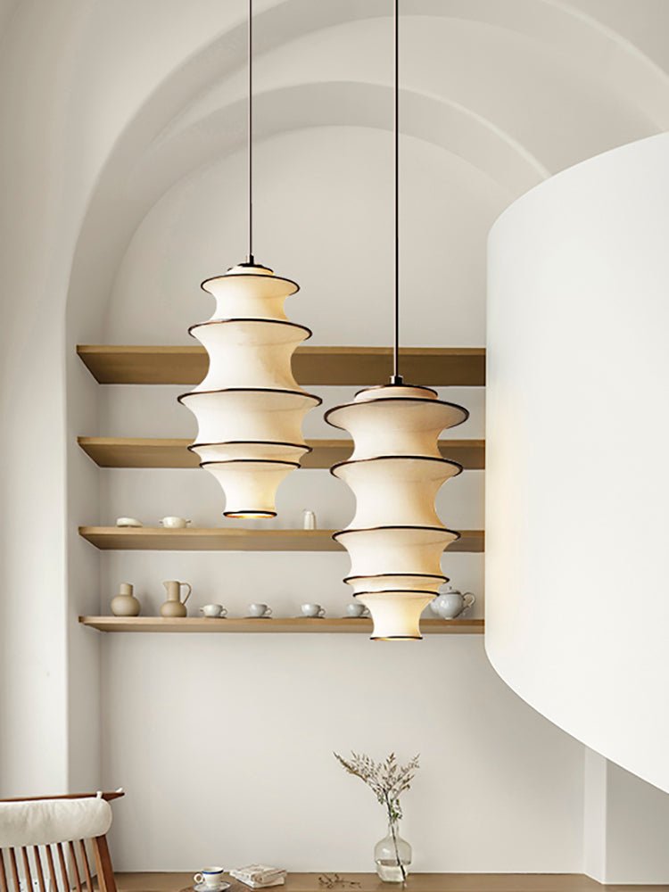Tiered Wave Pendant Light – Modern Layered Fabric Shade for Dining & Living Spaces