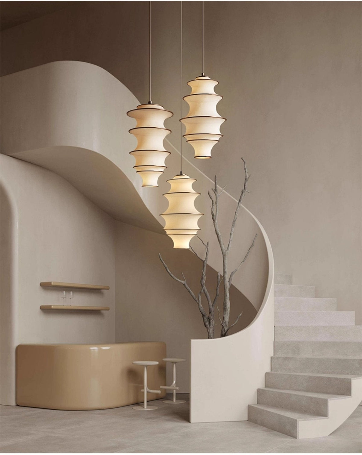Tiered Wave Pendant Light – Modern Layered Fabric Shade for Dining & Living Spaces