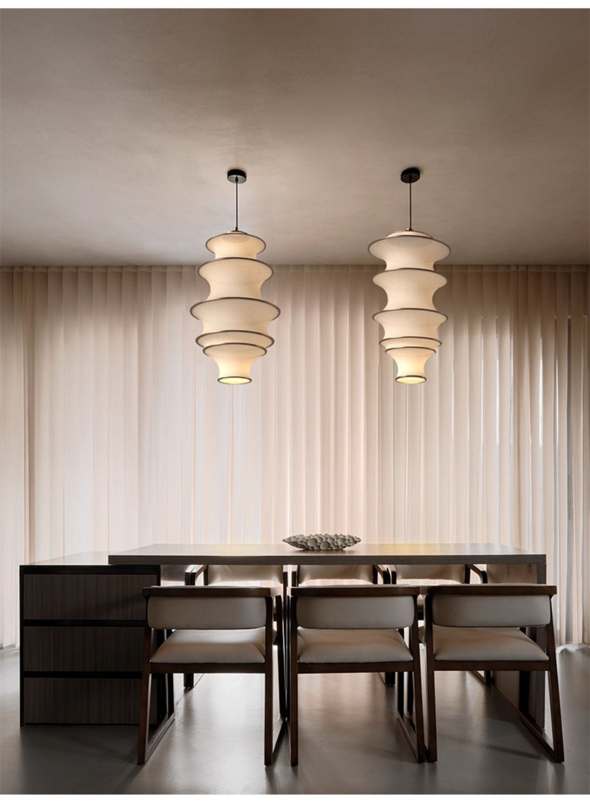 Tiered Wave Pendant Light – Modern Layered Fabric Shade for Dining & Living Spaces