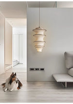 Tiered Wave Pendant Light – Modern Layered Fabric Shade for Dining & Living Spaces