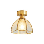 Tiffany Floral Ceiling Light – Art Deco Brass & Glass Flush Mount