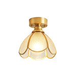 Tiffany Floral Ceiling Light – Art Deco Brass & Glass Flush Mount