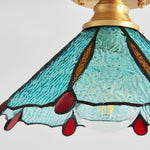 Tiffany Floral Ceiling Light – Art Deco Brass & Glass Flush Mount