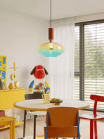 Tilio Iridescent Glass Pendant Light with Walnut Accent