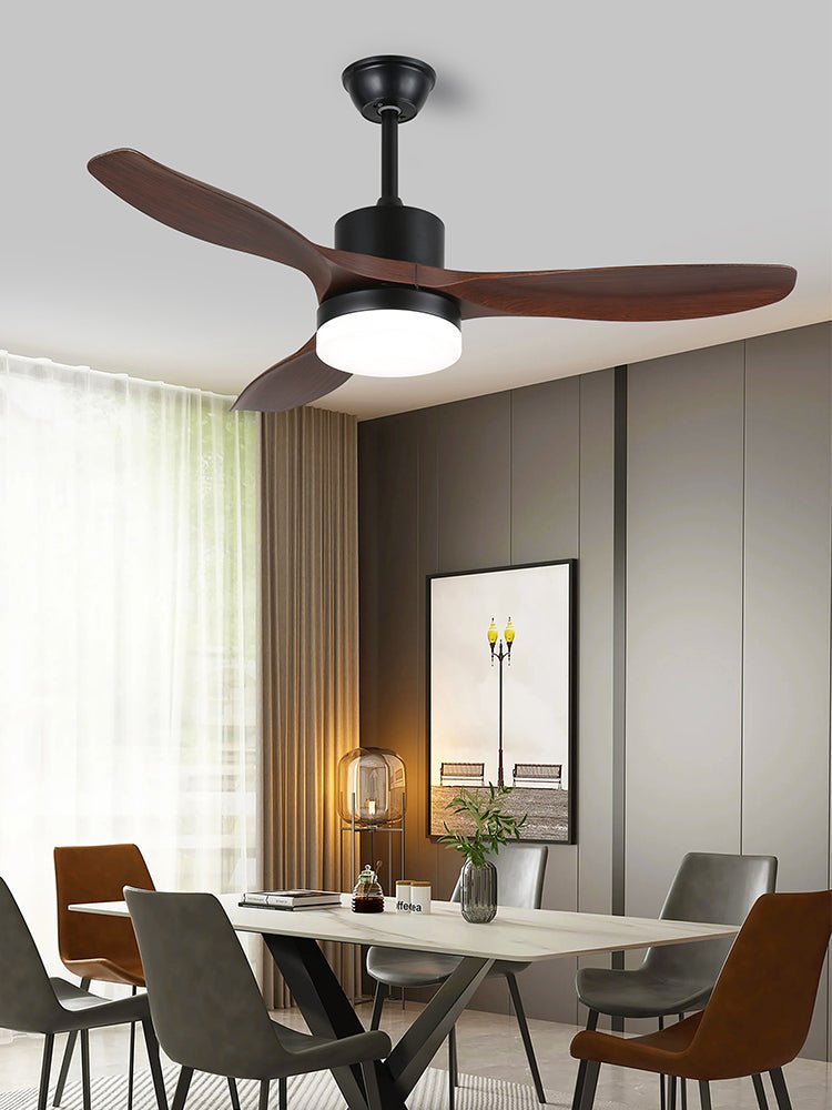 Morty Adams Wooden Ceiling Fan with Integrated LED Light, 48" & 52" Options