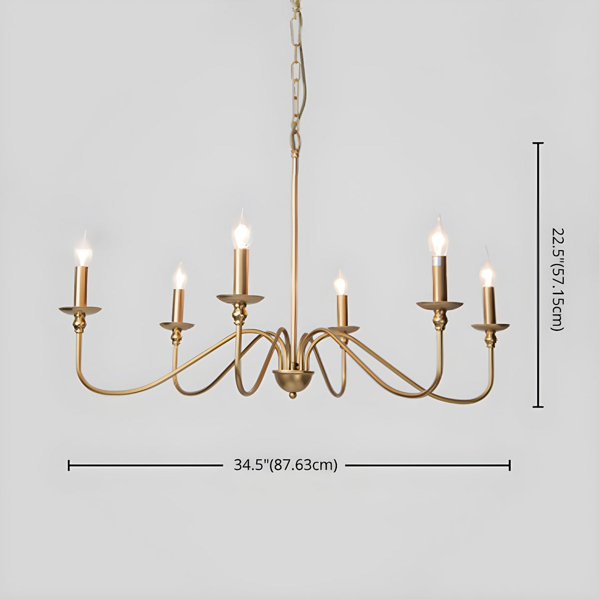 Sculpted Candle Chandelier in Antique Brass, Matte Black, or Brushed Nickel