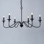 Sculpted Candle Chandelier in Antique Brass, Matte Black, or Brushed Nickel