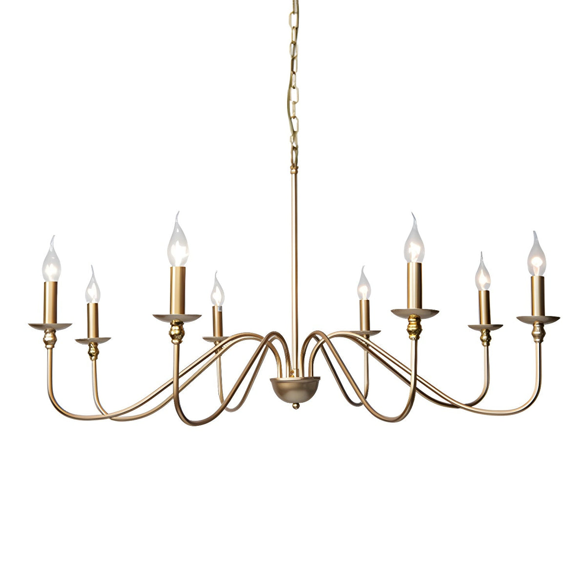 Sculpted Candle Chandelier in Antique Brass, Matte Black, or Brushed Nickel