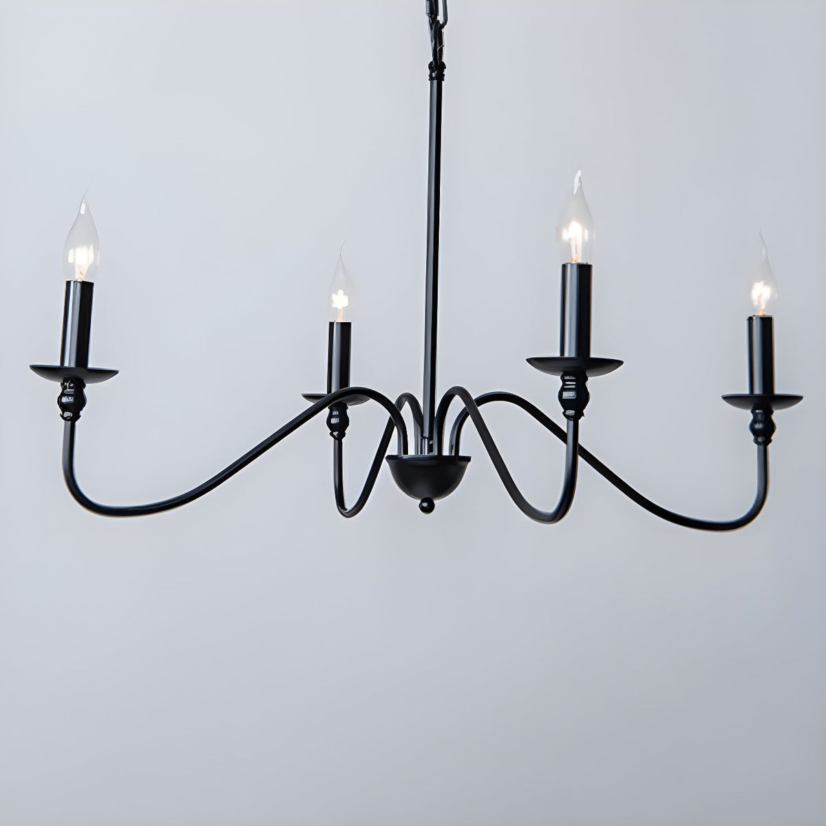 Sculpted Candle Chandelier in Antique Brass, Matte Black, or Brushed Nickel