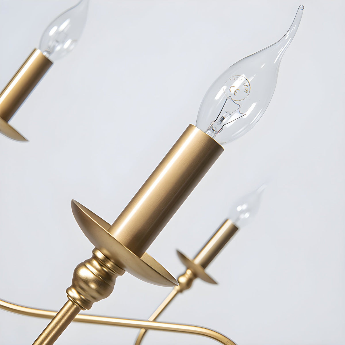 Sculpted Candle Chandelier in Antique Brass, Matte Black, or Brushed Nickel