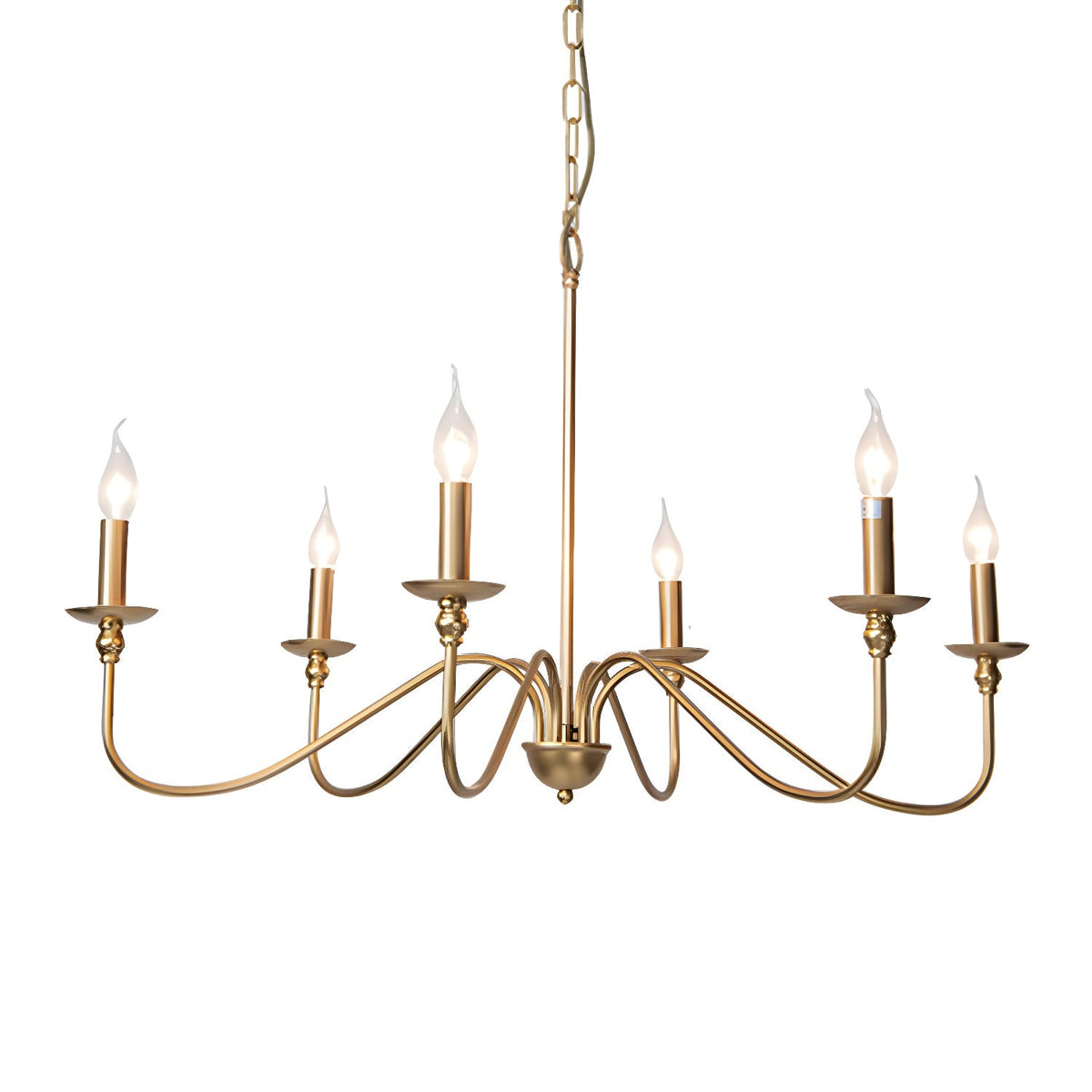 Sculpted Candle Chandelier in Antique Brass, Matte Black, or Brushed Nickel