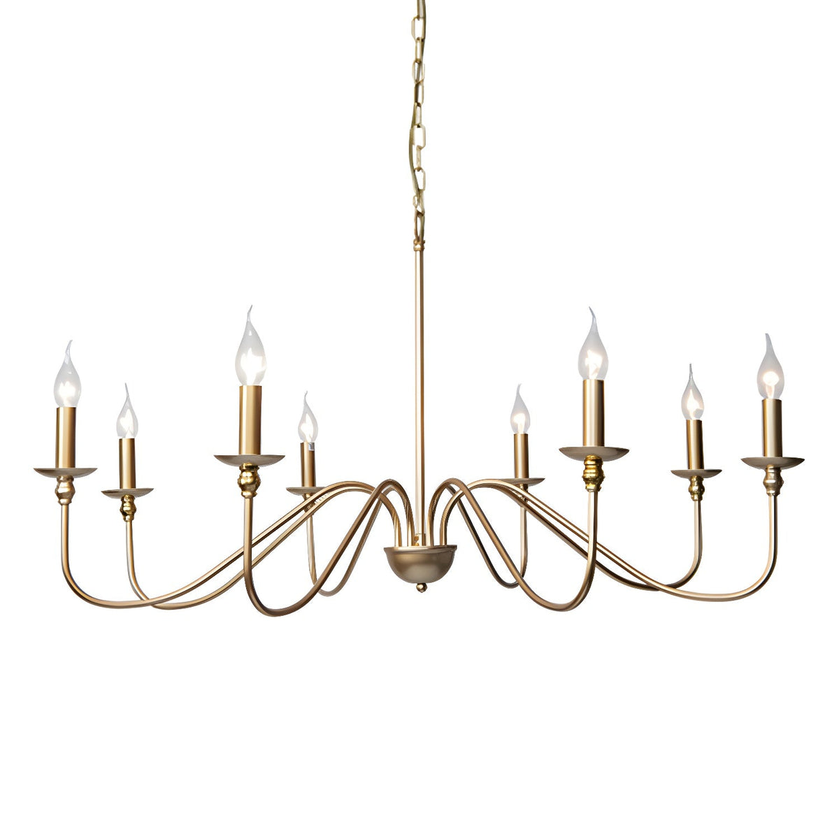 Sculpted Candle Chandelier in Antique Brass, Matte Black, or Brushed Nickel