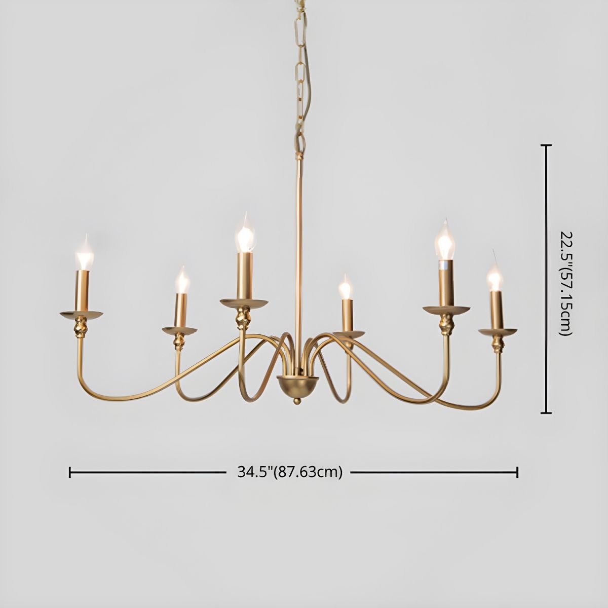 Sculpted Candle Chandelier in Antique Brass, Matte Black, or Brushed Nickel