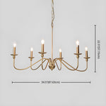 Sculpted Candle Chandelier in Antique Brass, Matte Black, or Brushed Nickel