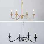 Sculpted Candle Chandelier in Antique Brass, Matte Black, or Brushed Nickel