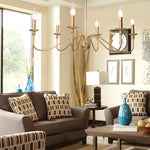 Sculpted Candle Chandelier in Antique Brass, Matte Black, or Brushed Nickel