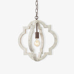 Artisan Wood Globe Chandelier with Geometric Quatrefoil Design