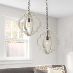 Artisan Wood Globe Chandelier with Geometric Quatrefoil Design