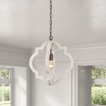 Artisan Wood Globe Chandelier with Geometric Quatrefoil Design