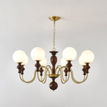 Timeless Globe Chandelier with Wood & Brass Accents – Modern Designer Pendant Light