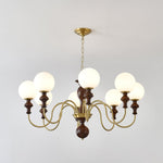 Timeless Globe Chandelier with Wood & Brass Accents – Modern Designer Pendant Light