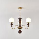 Timeless Globe Chandelier with Wood & Brass Accents – Modern Designer Pendant Light