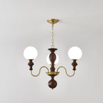 Timeless Globe Chandelier with Wood & Brass Accents – Modern Designer Pendant Light