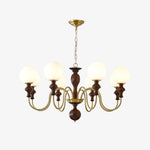 Timeless Globe Chandelier with Wood & Brass Accents – Modern Designer Pendant Light