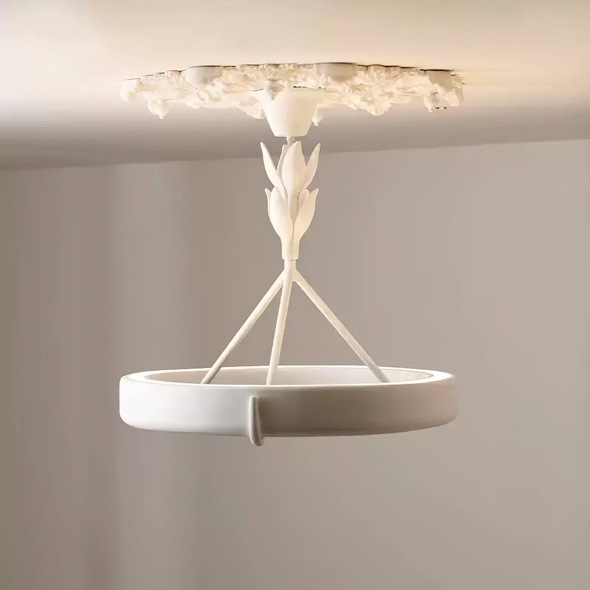 Plaster Ceiling Medallion with Integrated LED Lighting