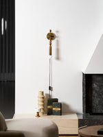 Toam Plug-In Wall Sconce with Marble and Brass Accents