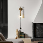 Toam Plug-In Wall Sconce with Marble and Brass Accents