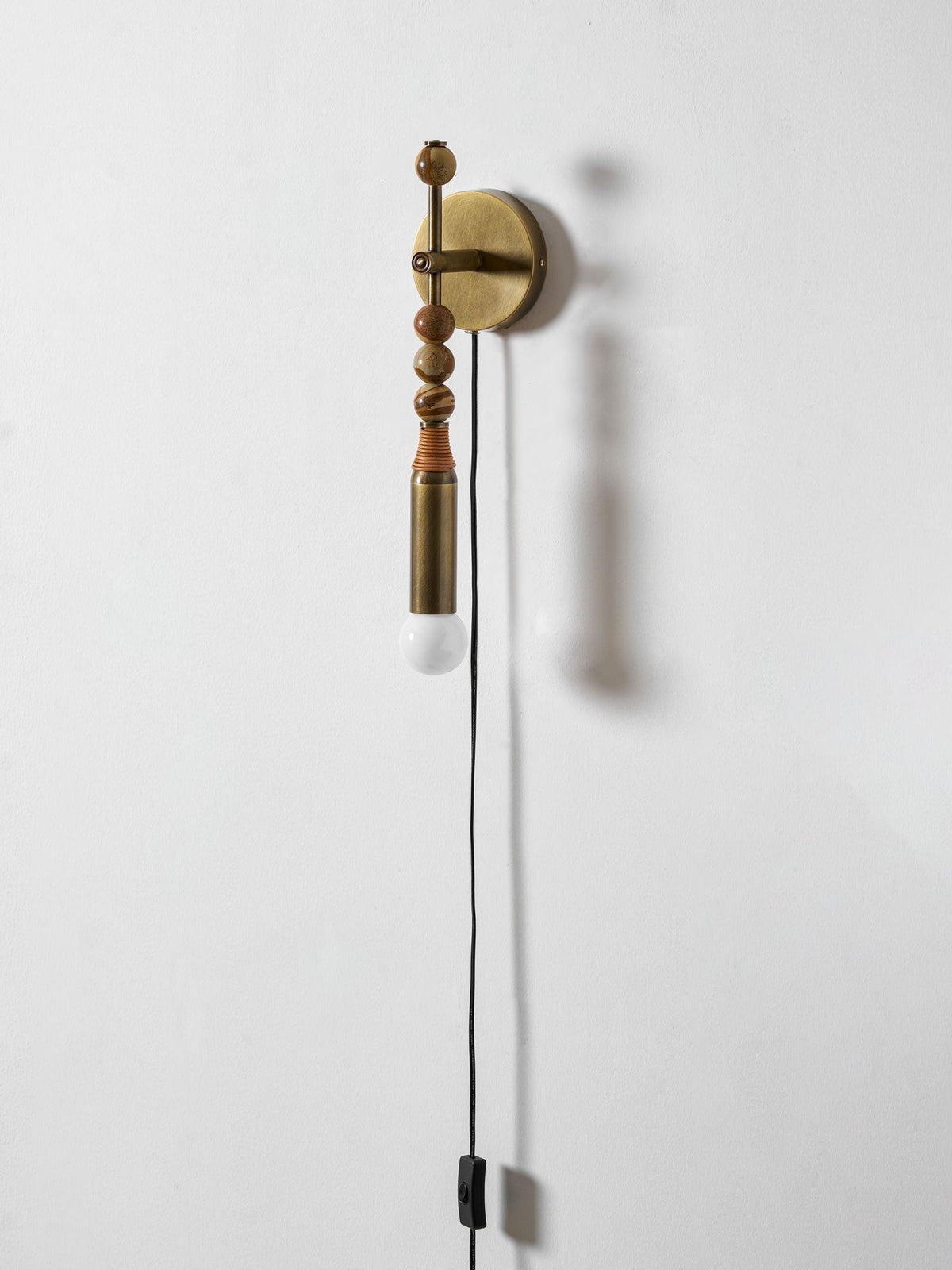 Toam Plug-In Wall Sconce with Marble and Brass Accents